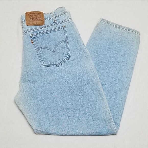 VINTAGE Levi's 560 Orange Tab Light Wash Jeans 18 - Picture 4 of 12